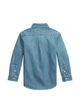 Camicia in jeans con logo Ralph Lauren cucito frontale