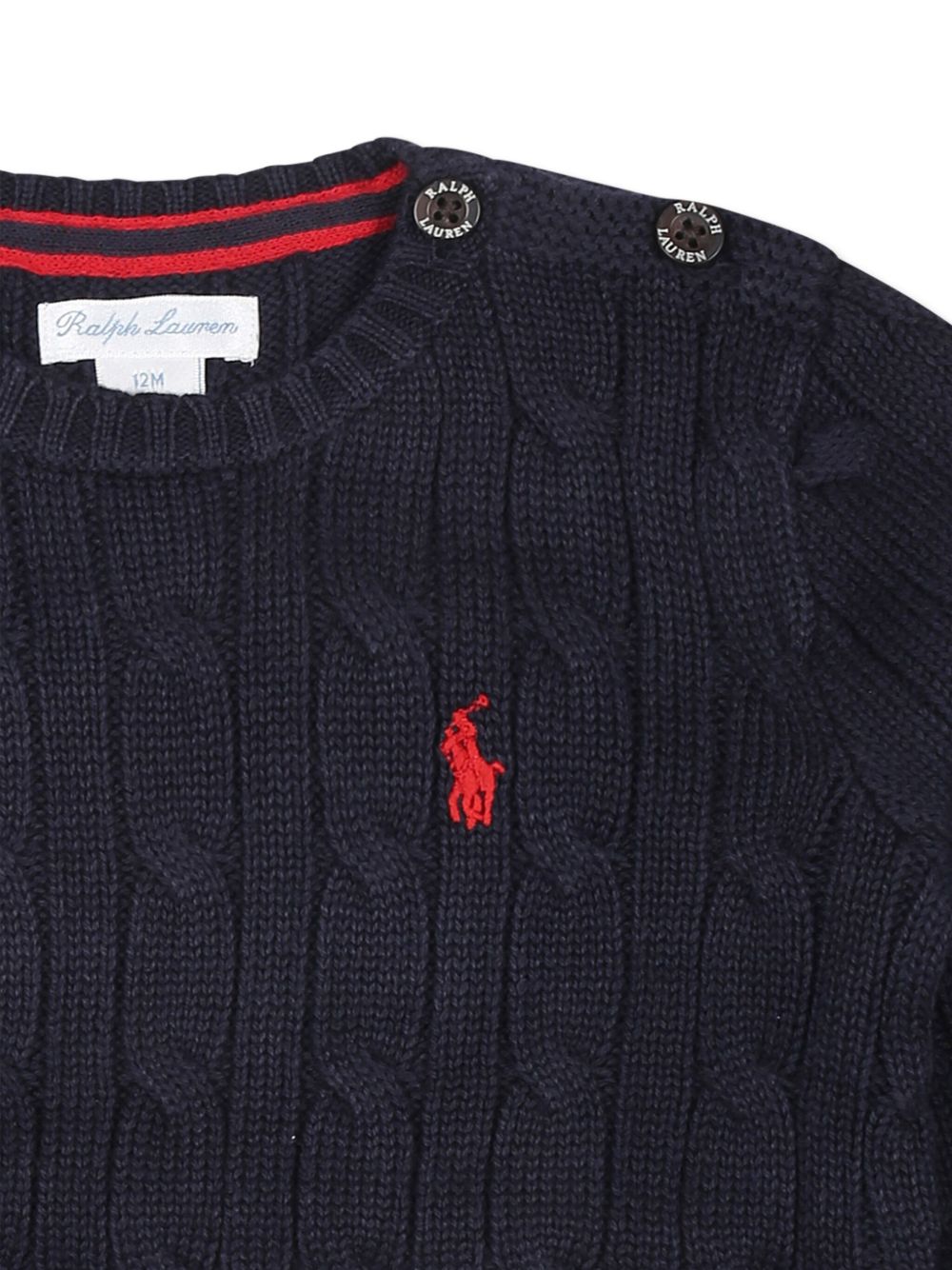 Maglione blu baby con logo Ralph Lauren cucito frontale