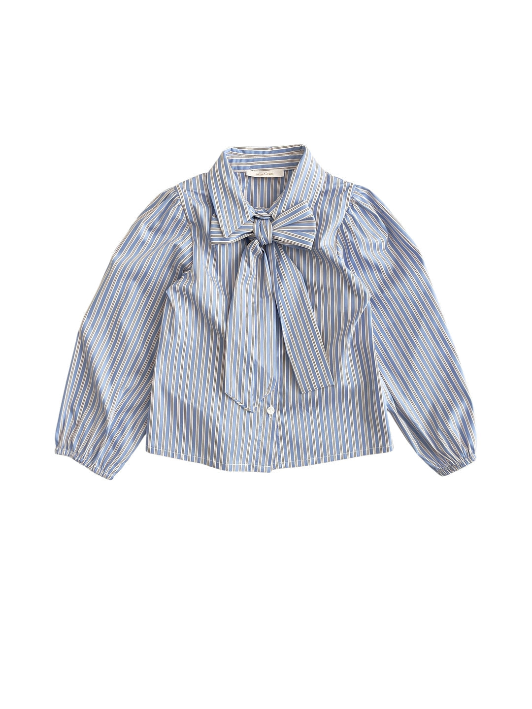 Camicia azzurra a righe bianche e beige con dettagli Miss Grant