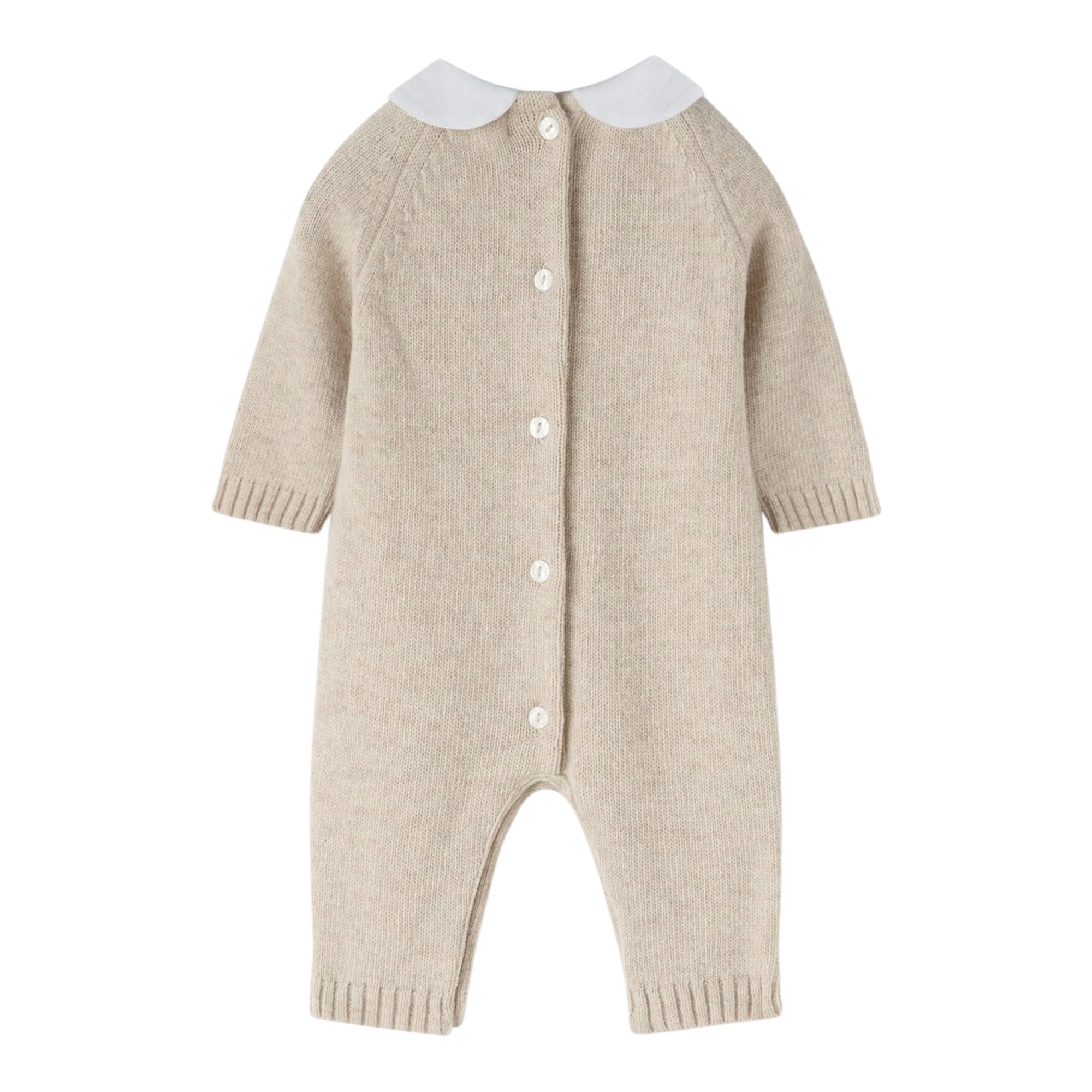 Tutina beige in filo misto cashmere con dettagli logo Nanan