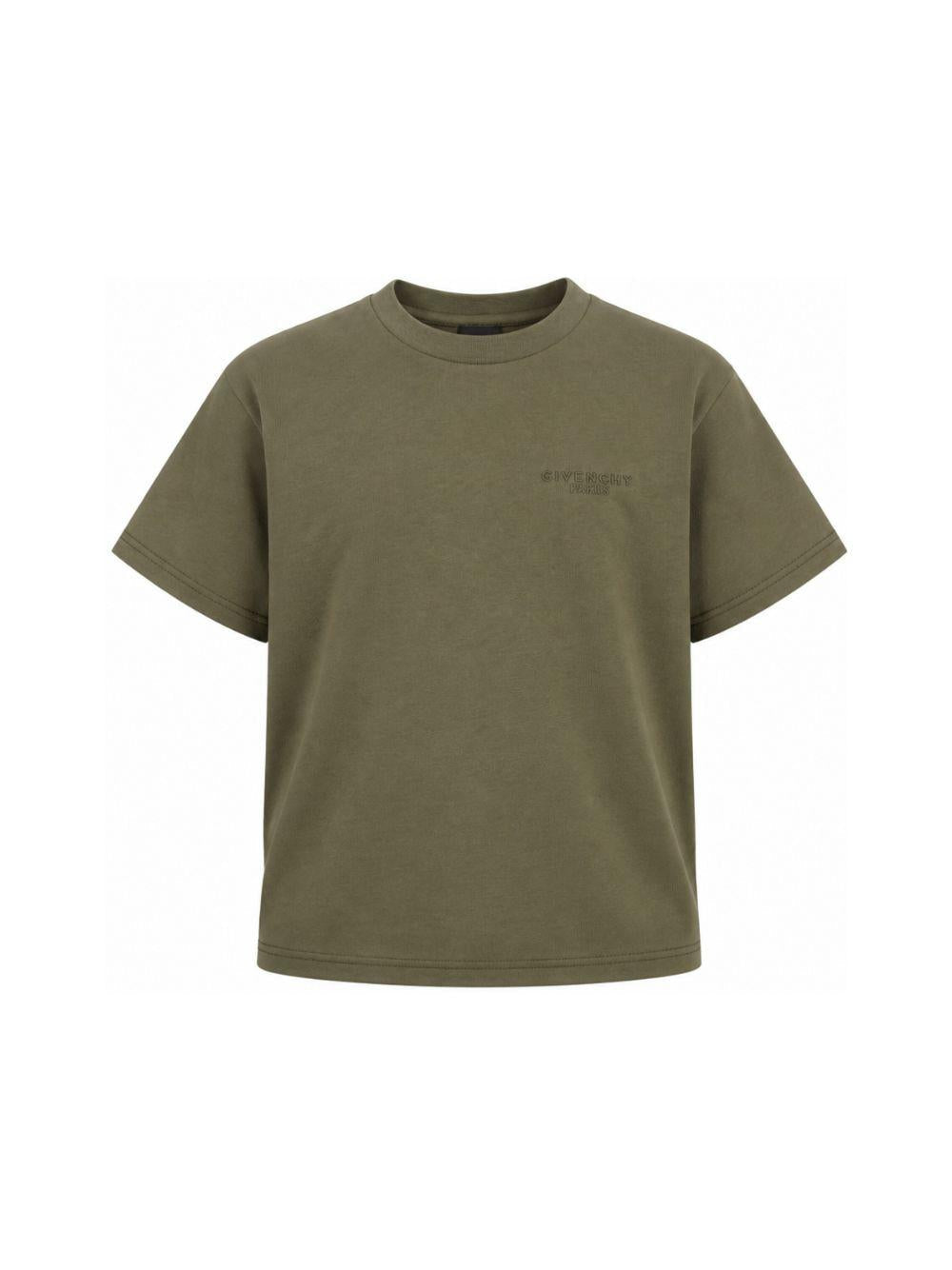 T-shirt verde con logo Givenchy cucito frontale e sul retro