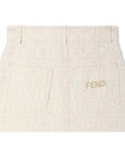 Gonna in cotone panna con logo Fendi