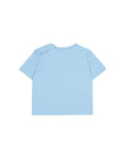 T-shirt baby azzurra con stampa logo Burberry frontale