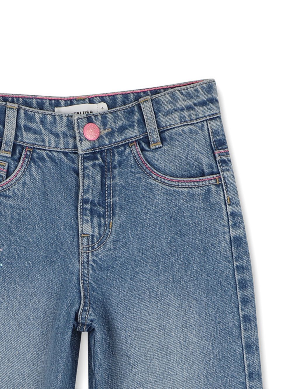 Jeans blu con borchie applicate a forma di cuore Billieblush