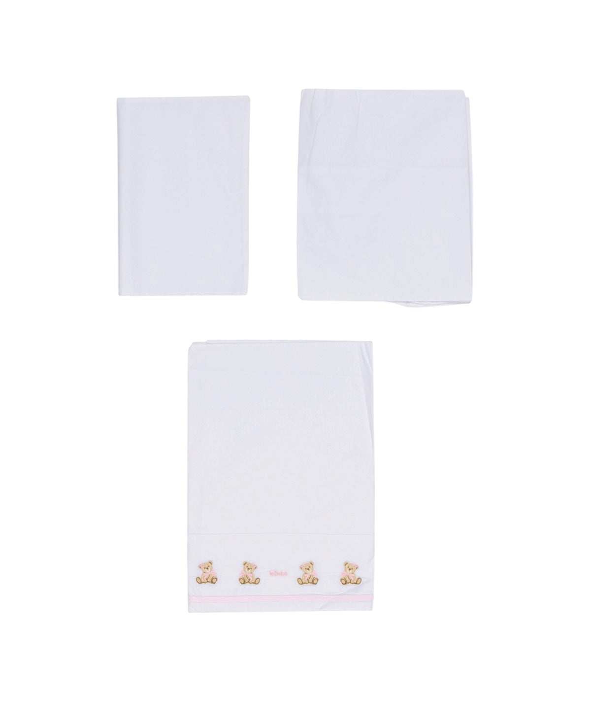 Set lenzuolo bianco con dettagli logo Le Bebé rosa