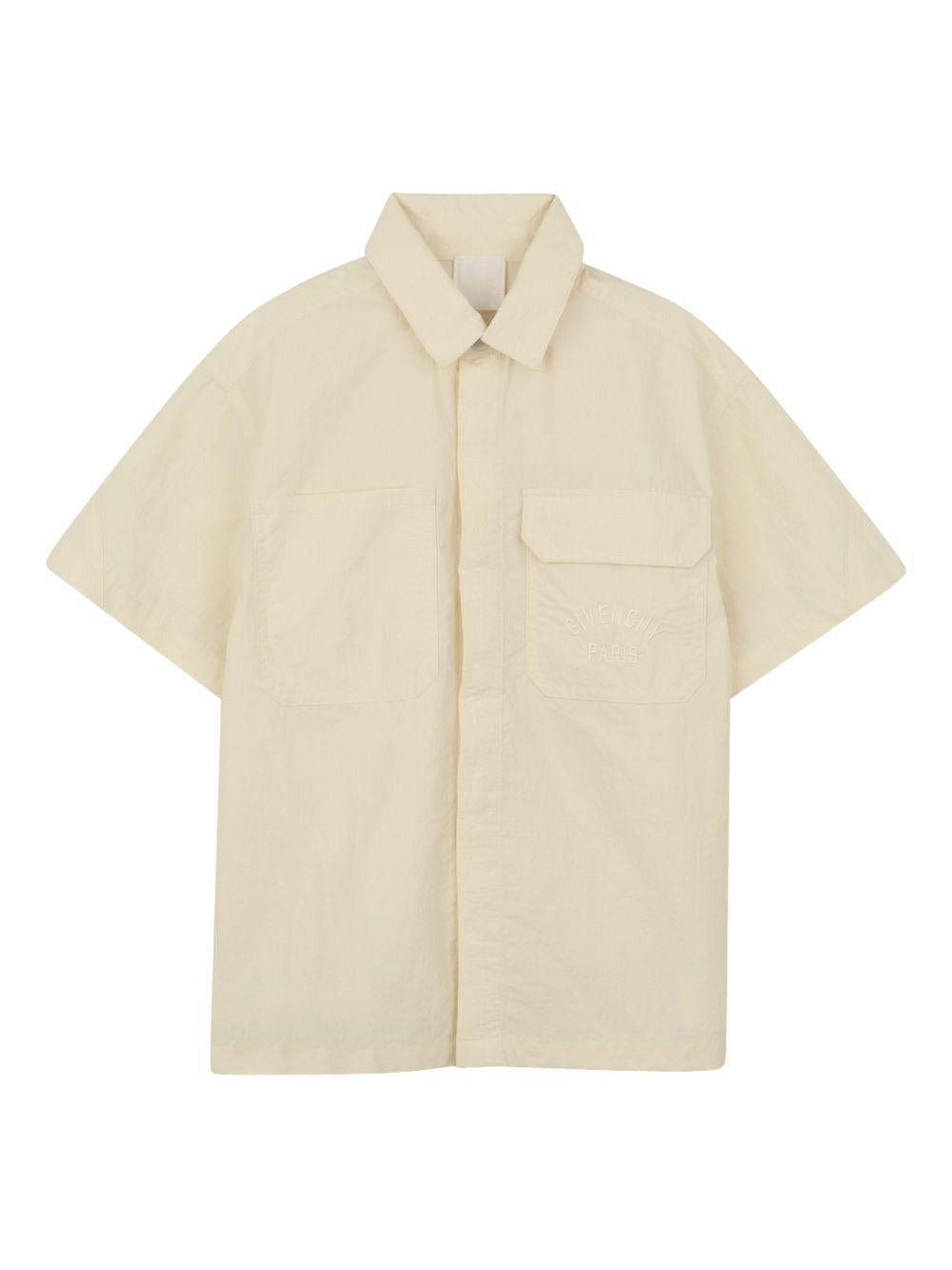 Completo camicia e bermuda beige con dettagli logo Givenchy