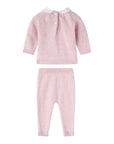 Completo rosa 2 pezzi in filo misto cashmere con dettagli logo Nanan