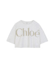 T-shirt cropped bianca con stampa logo Chloè