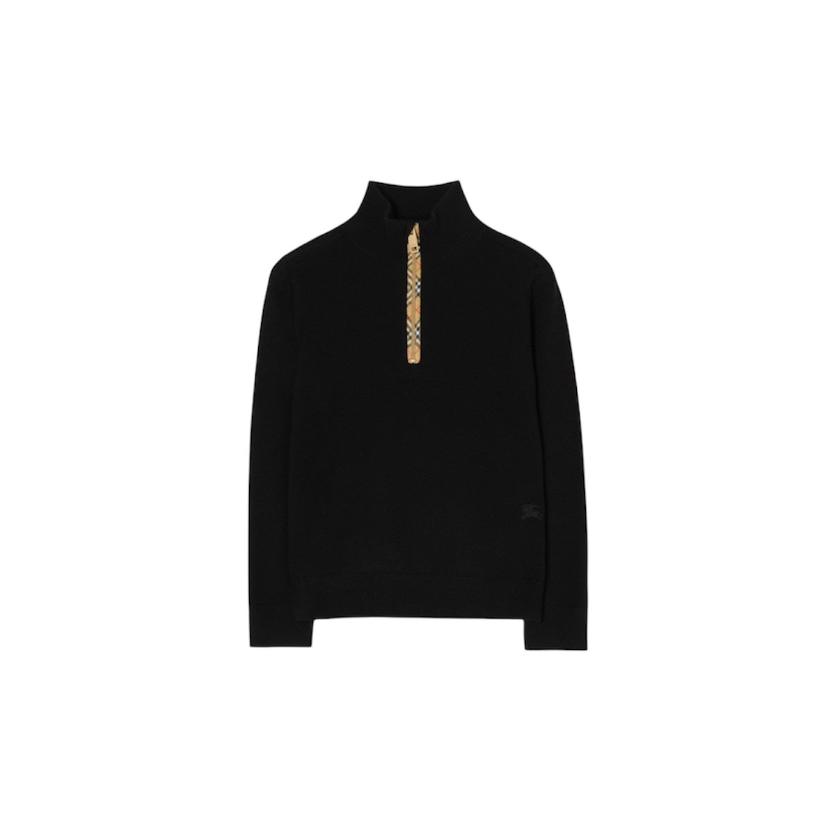 Maglione nero effetto polo con dettagli logo Burberry
