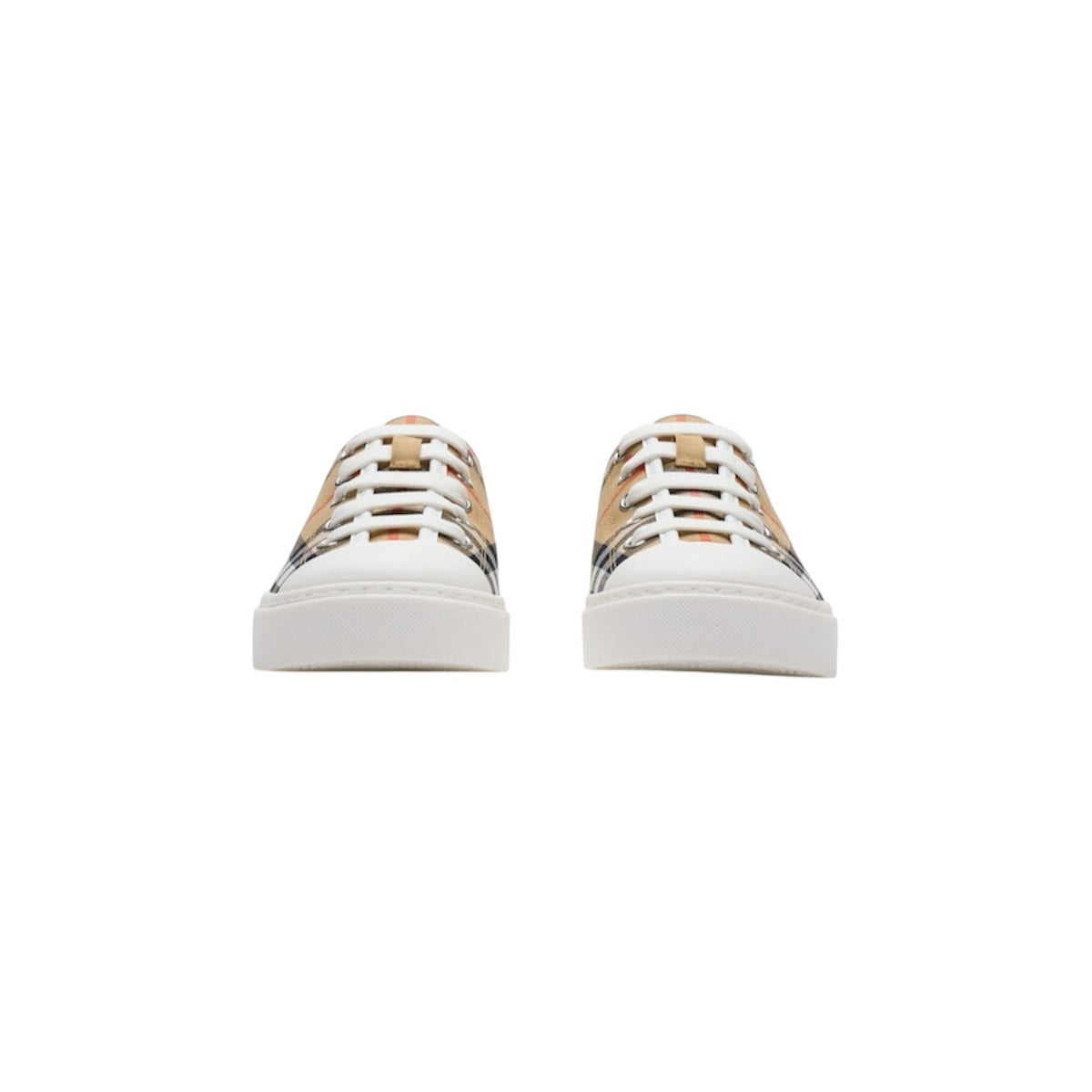Scarpe con stampa check e logo Burberry sul retro