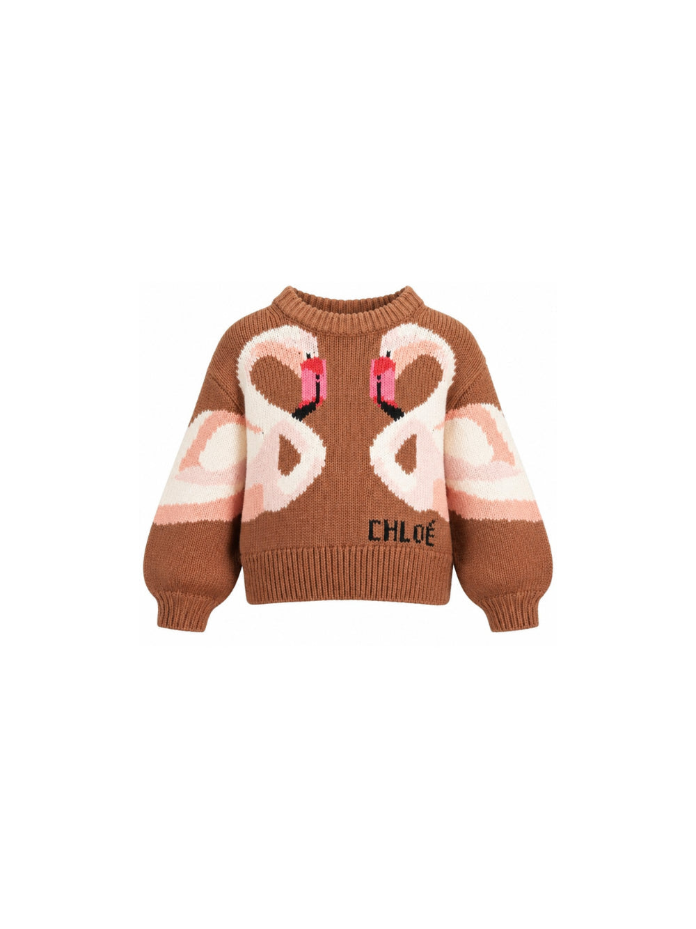Maglione marrone con dettagli logo Chloé frontali
