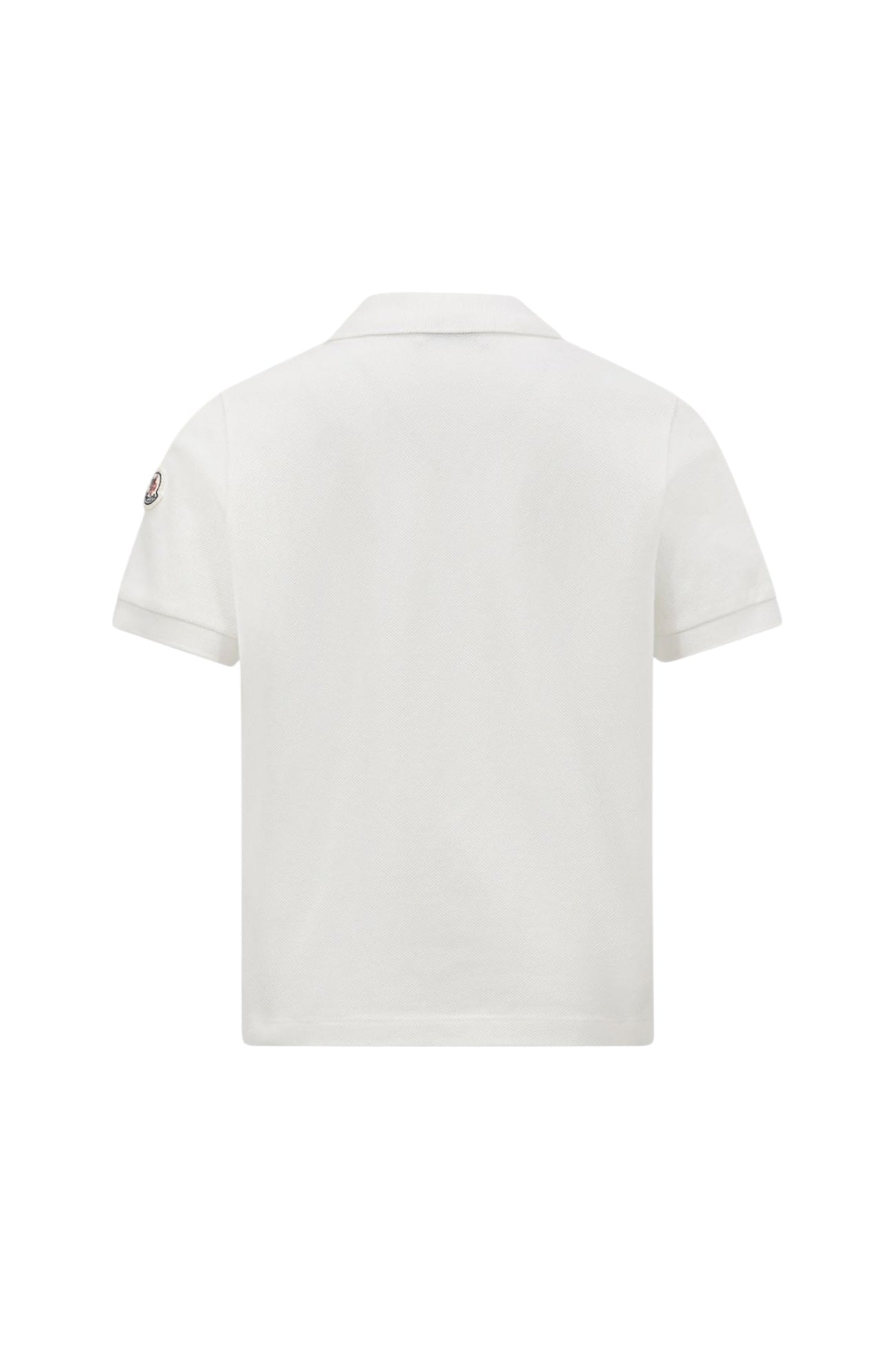 Polo bianca con dettaglio gommato logo Moncler