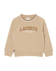 Felpa beige con logo Lacoste cucito frontale