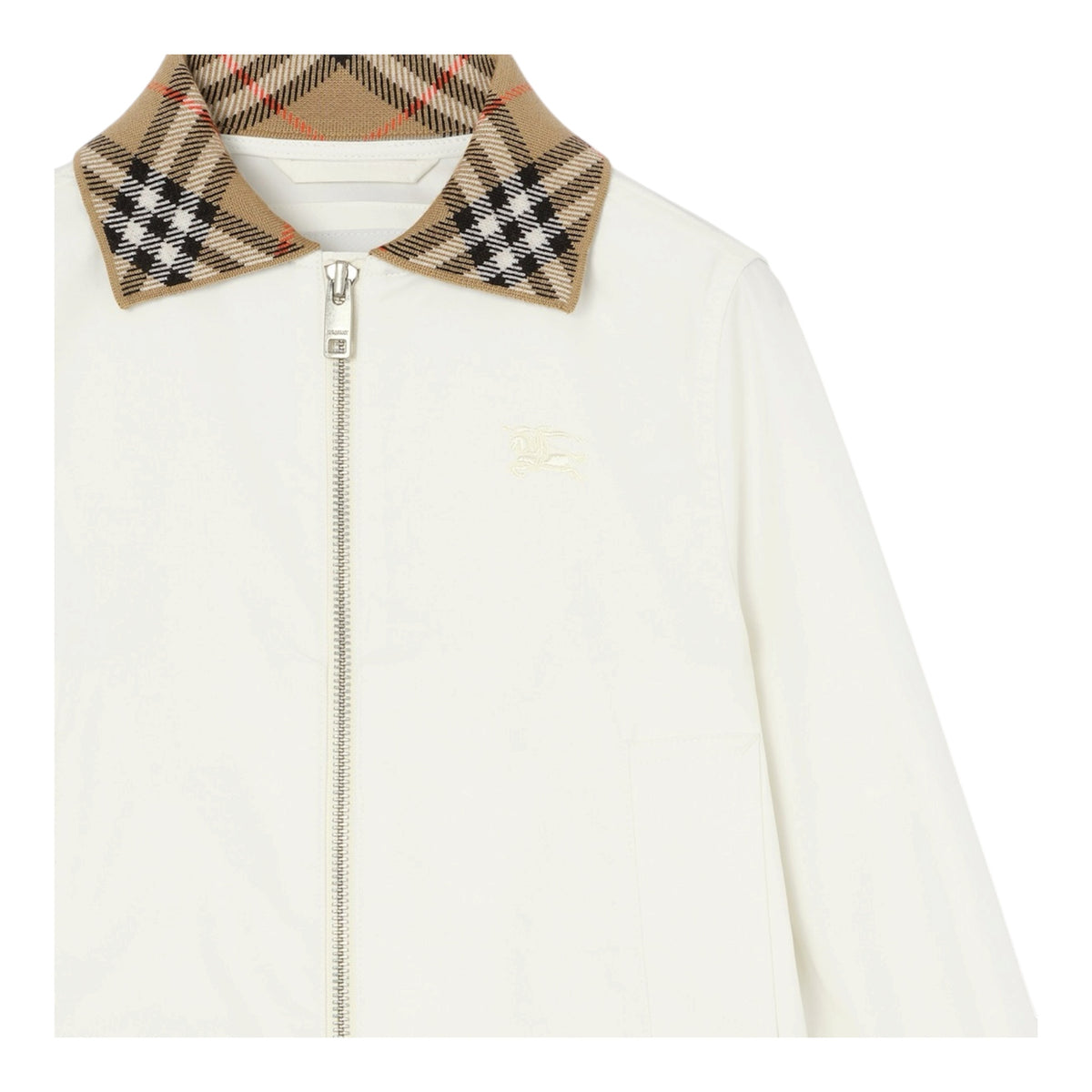 Felpa in cotone bianca con collo logato Burberry