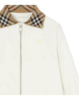 Felpa in cotone bianca con collo logato Burberry