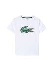 T-shirt bianca con dettaglio patch coccodrillo grande Lacoste