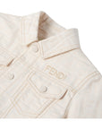 Giacca camicia cropped in cotone panna con logo Fendi