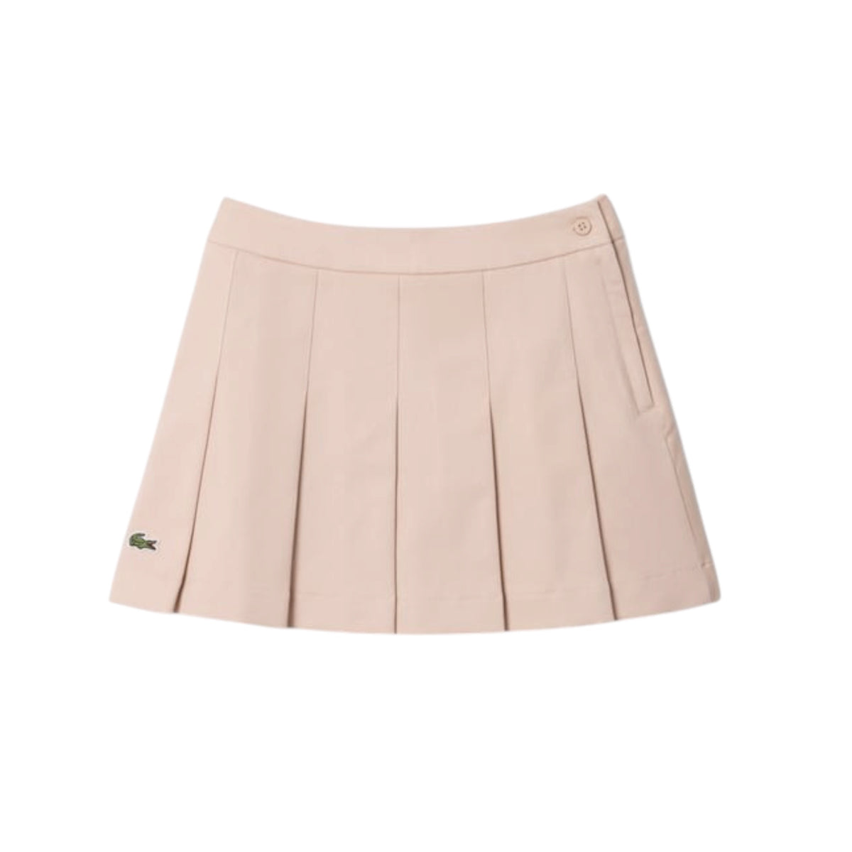 Gonna beige con plisse e logo Lacoste cucito frontale