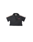 Polo cropped nera con stampa logo Palm Angels