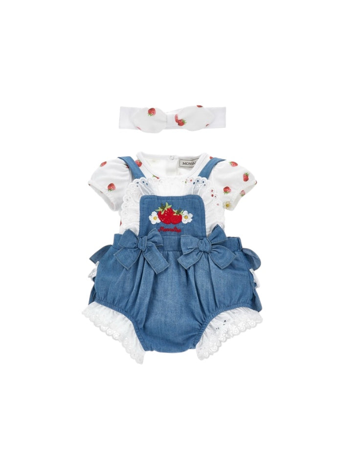 Pagliaccetto blu con dettagli cuciti Monnalisa