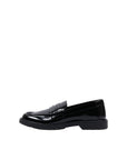 Mocassino in pelle nero con stampa logo Fendi a contrasto