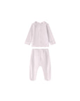 Completo 2 pezzi in ciniglia rosa con patch orso e palloncini Nanan