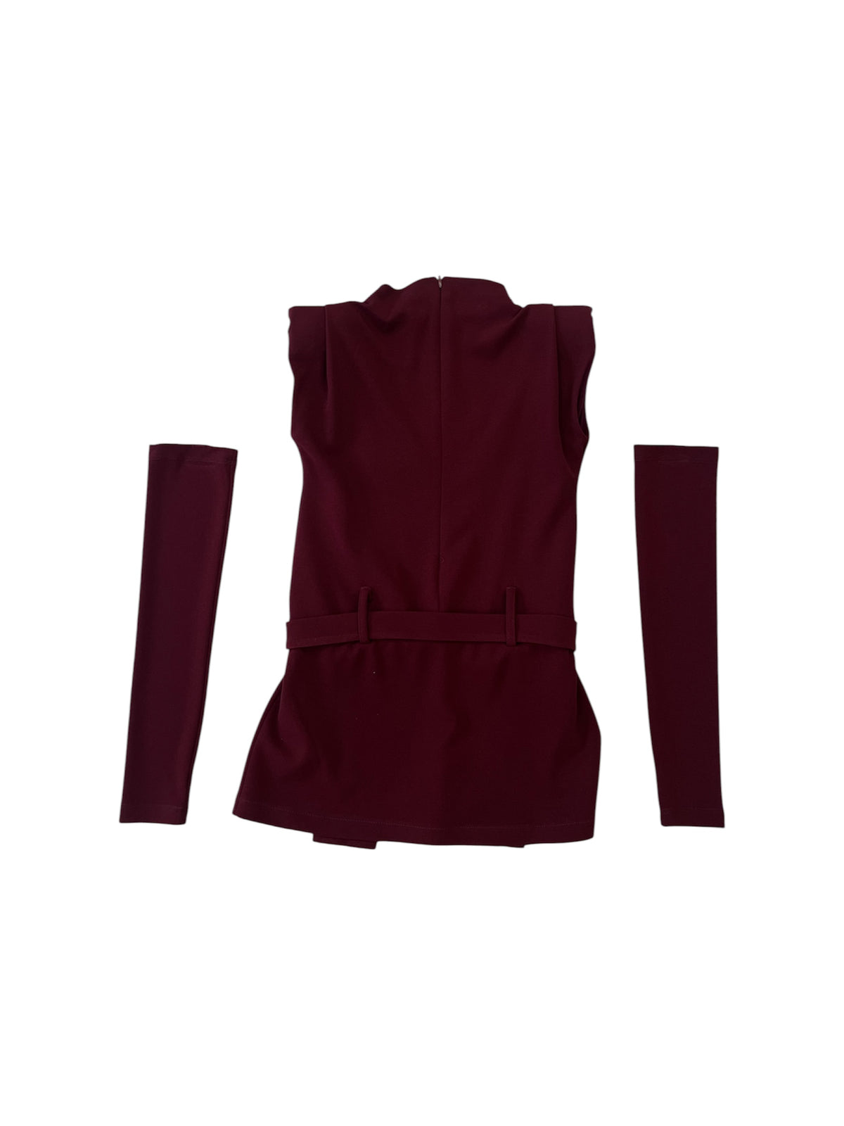 Abito bordeaux con manicotti e dettagli logo Lulu