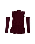 Abito bordeaux con manicotti e dettagli logo Lulu