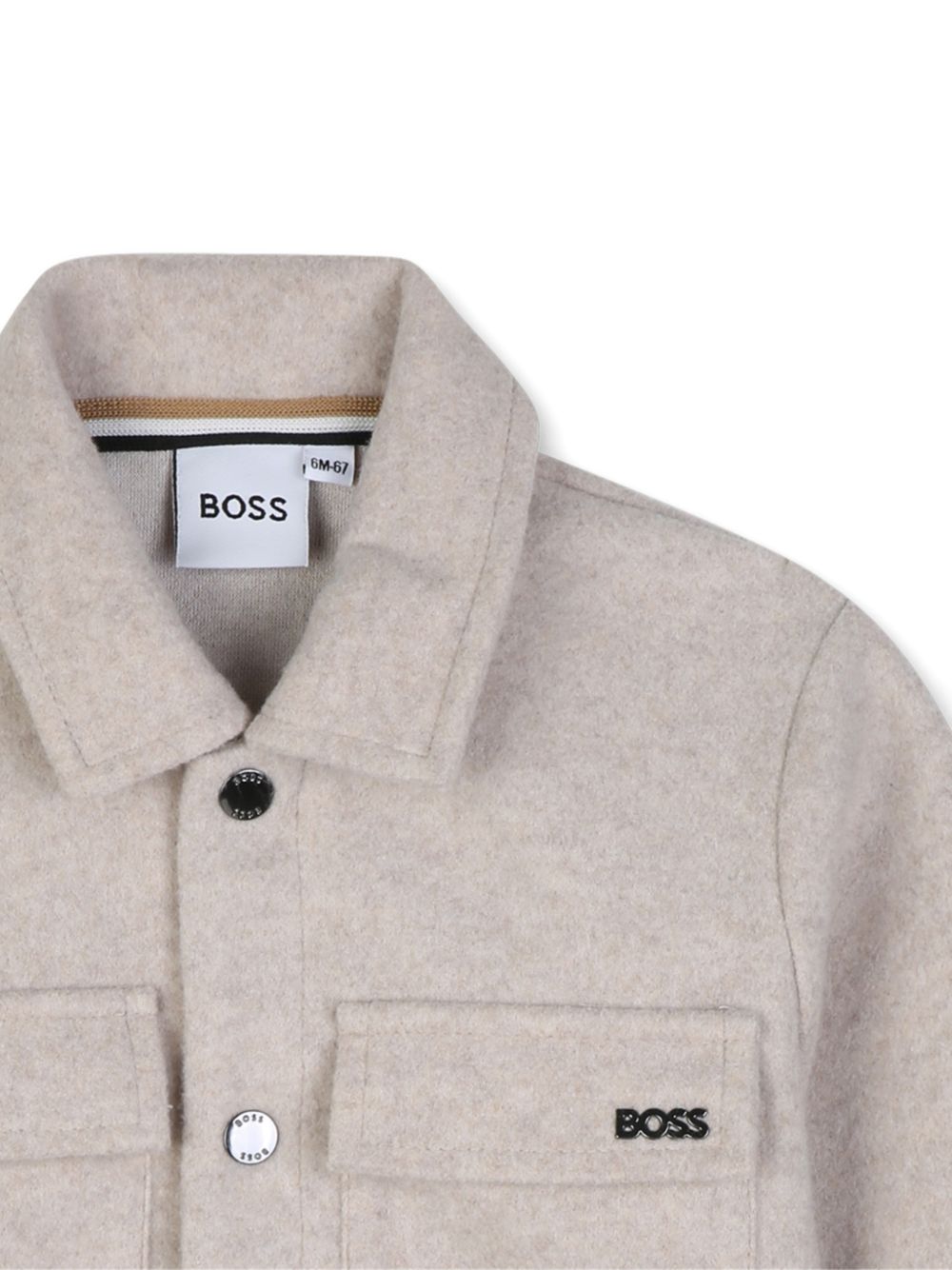Giacca camicia in panno beige con logo in metallo Boss