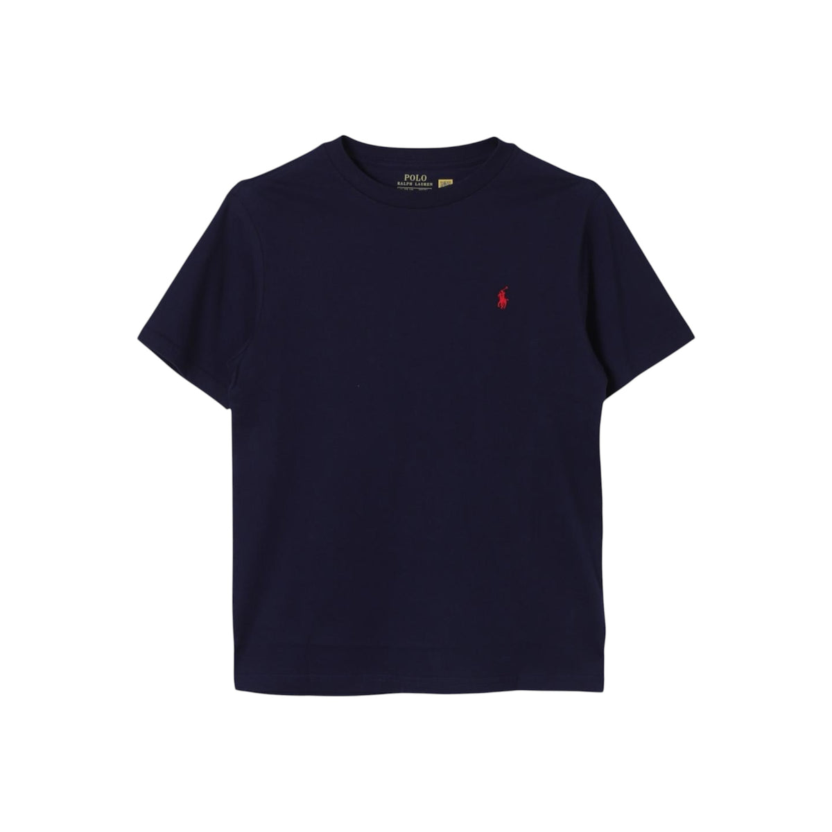T-shirt in cotone blu con logo Ralph Lauren cucito  frontale