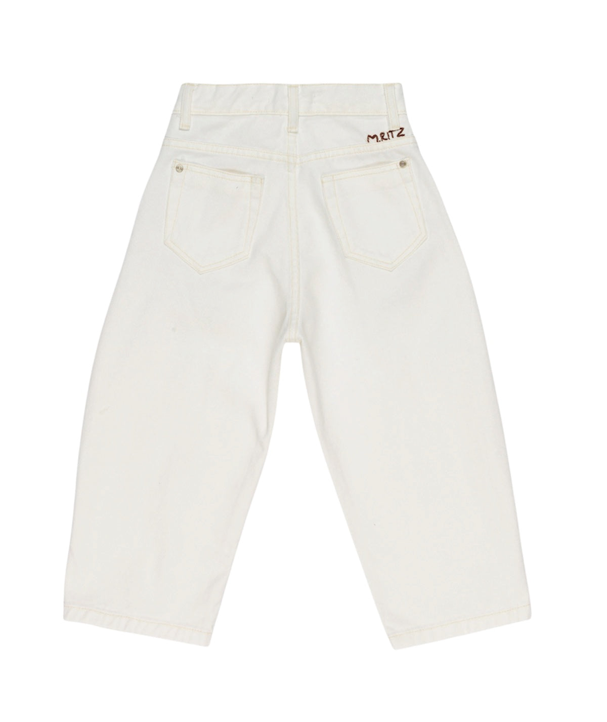 Pantalone cinque tasche bianco con dettagli logo Manuel Ritz