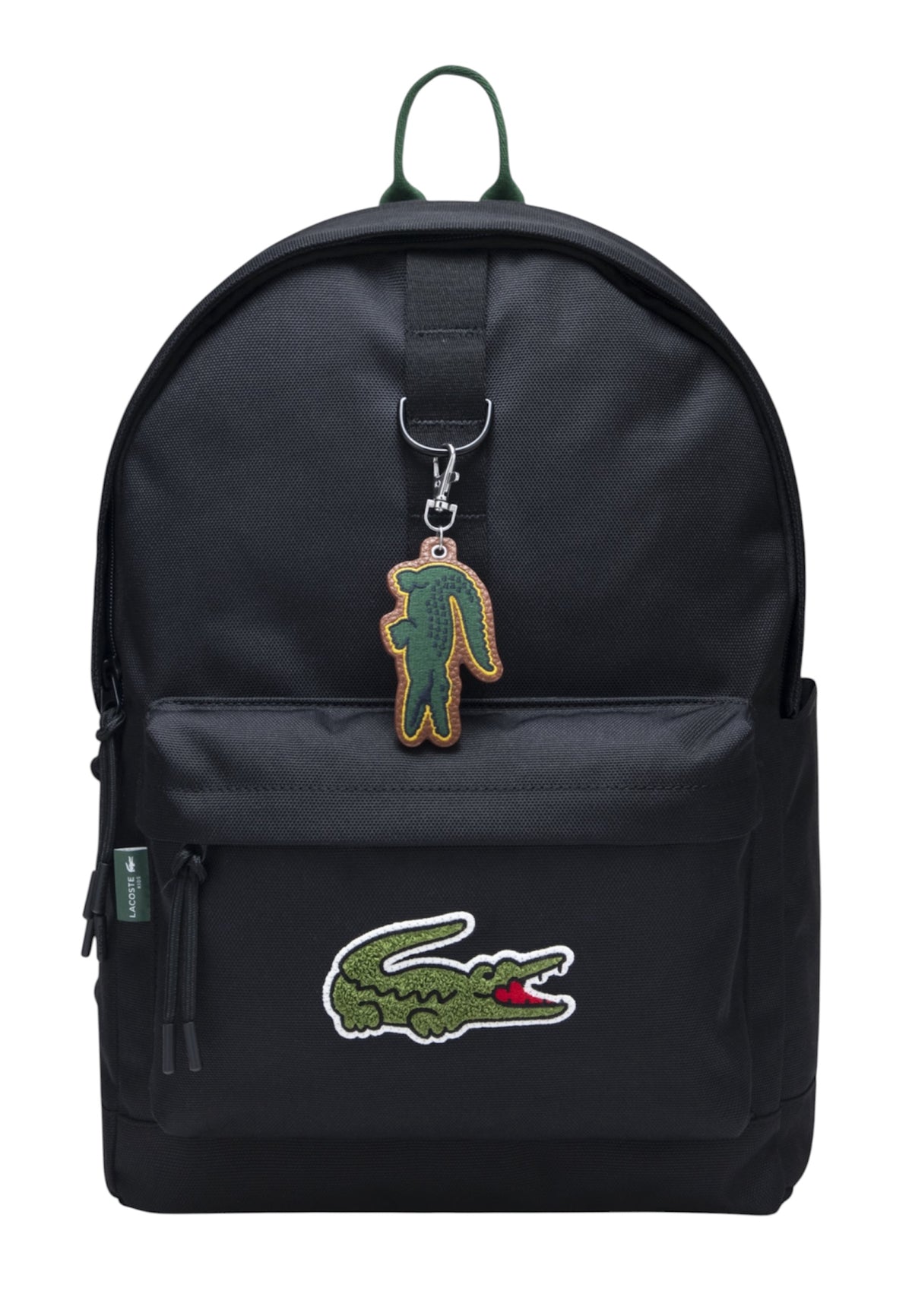 Zaino nero con dettaglio patch cucito Lacoste cucito frontale