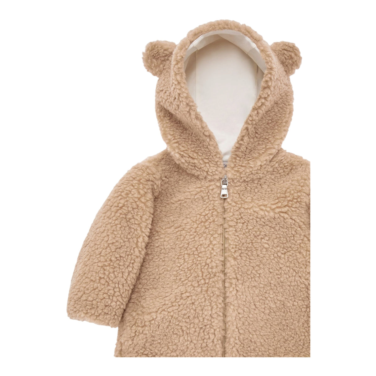 Completo felpa teddy e pantalone bianco con patch logo Moncler