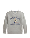 Felpa in cotone grigia con stampa logo Ralph Lauren frontale