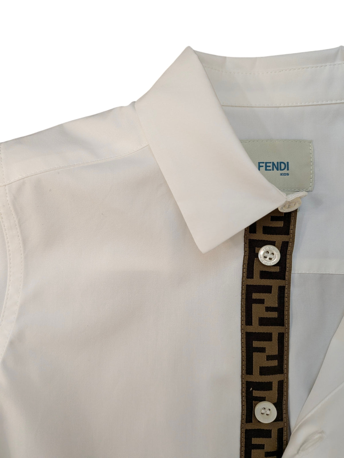 Camicia in cotone bianca con dettagli logo FF Fendi