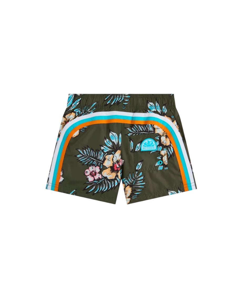 Costume verde con stampa floreale Sundek