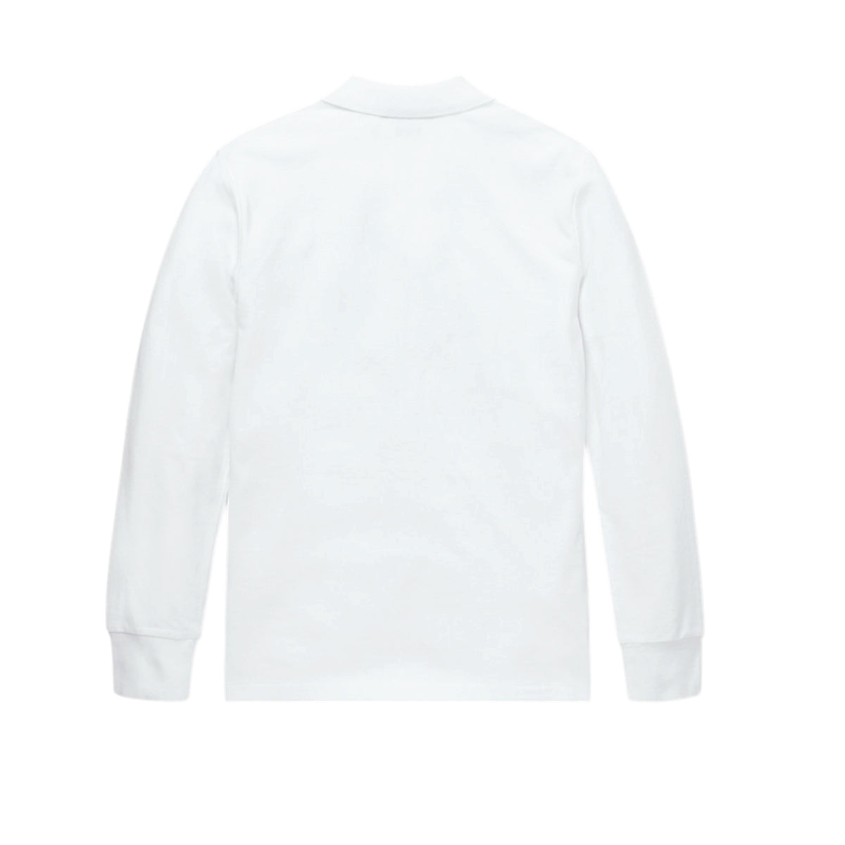 Polo manica lunga bianca con logo Ralph Lauren cucito a contrasto blu