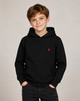 Felpa con cappuccio nera e logo Ralph Lauren a contrasto