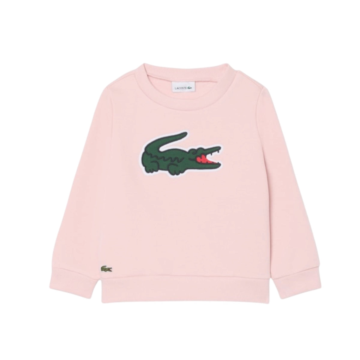 Felpa rosa con patch Lacoste cucito frontale