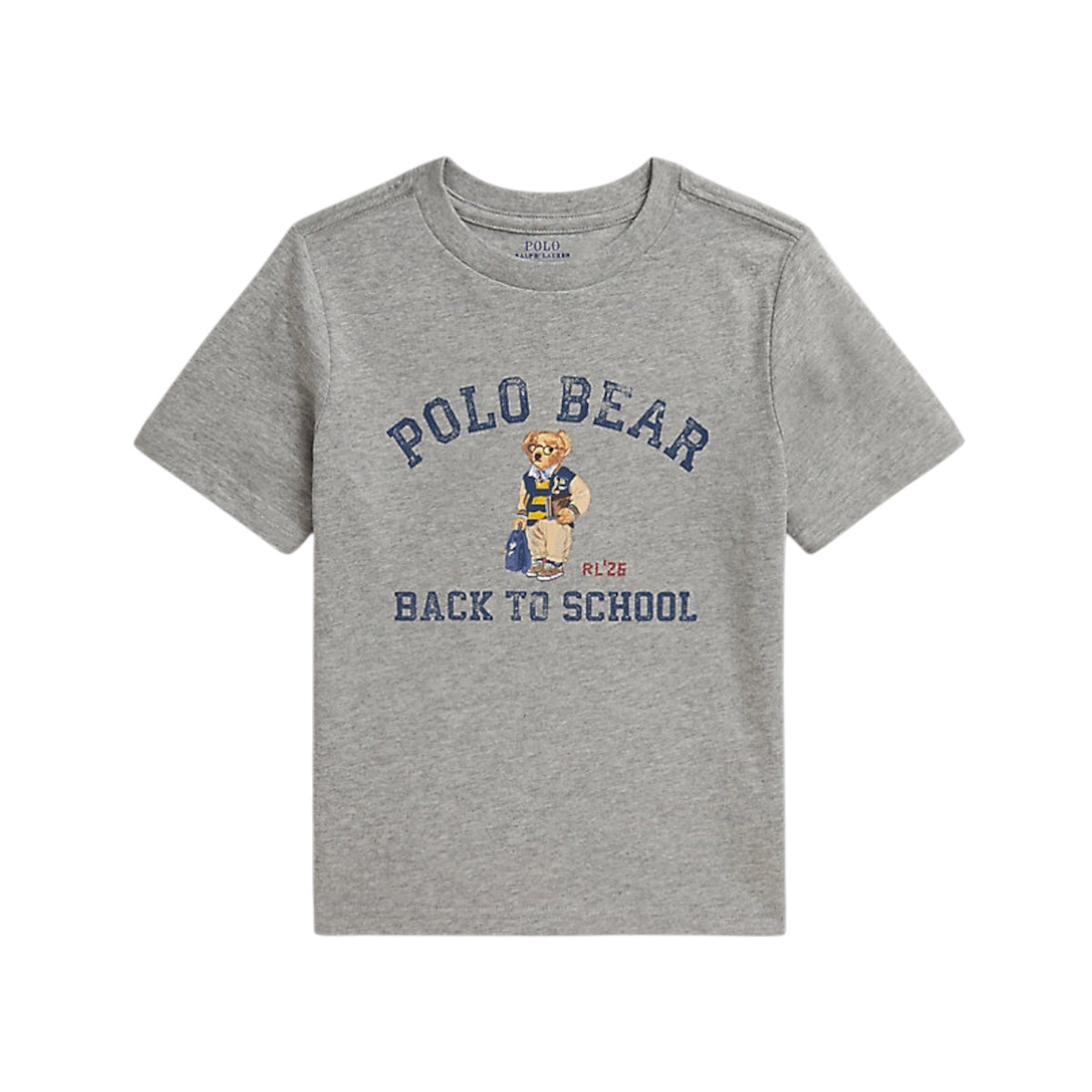 T-shirt grigia con stampa Ralph Lauren frontale