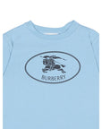 T-shirt baby azzurra con stampa logo Burberry frontale