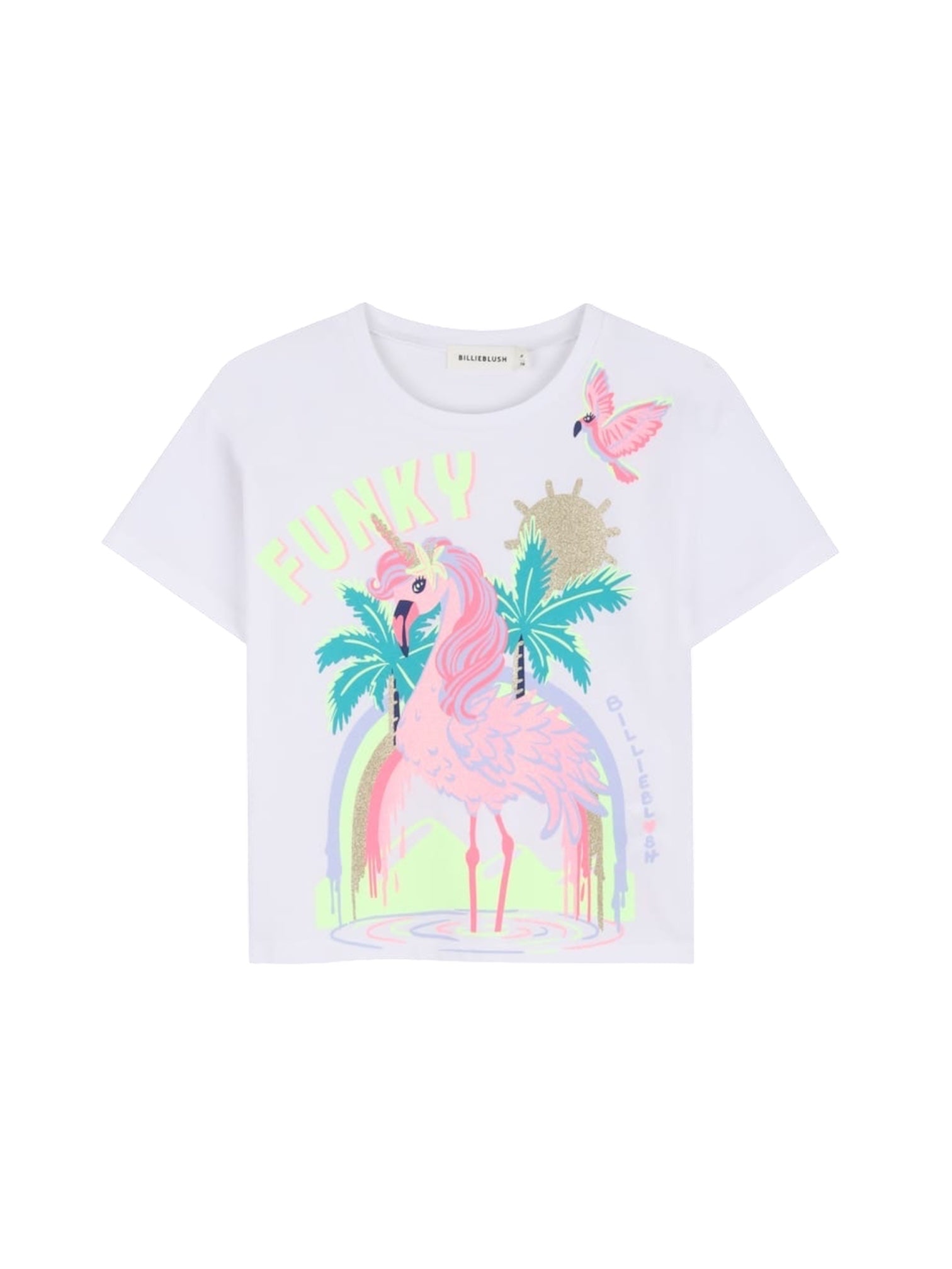 T-shirt bianca con stampa con fenicottero Billieblush