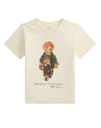 T-shirt beige con stampa bear Ralph Lauren frontale