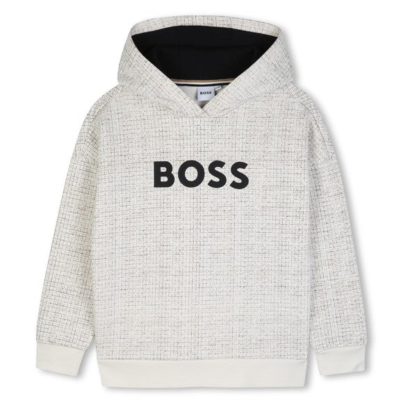 Felpa beige con cappuccio e con dettagli logo Boss
