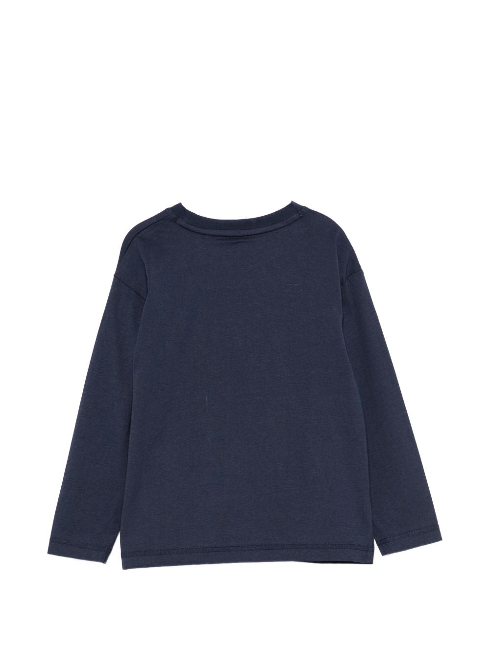 T-shirt blu manica lunga con stampa logo Timberland frontale