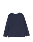 T-shirt blu manica lunga con stampa logo Timberland frontale