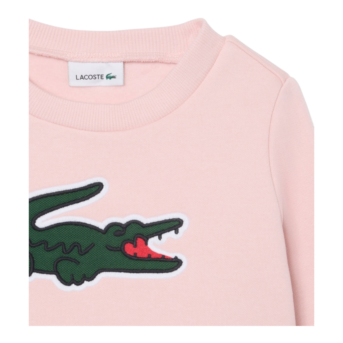 Felpa rosa con patch Lacoste cucito frontale