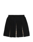Gonna in lana nera a pieghe con dettagli Burberry