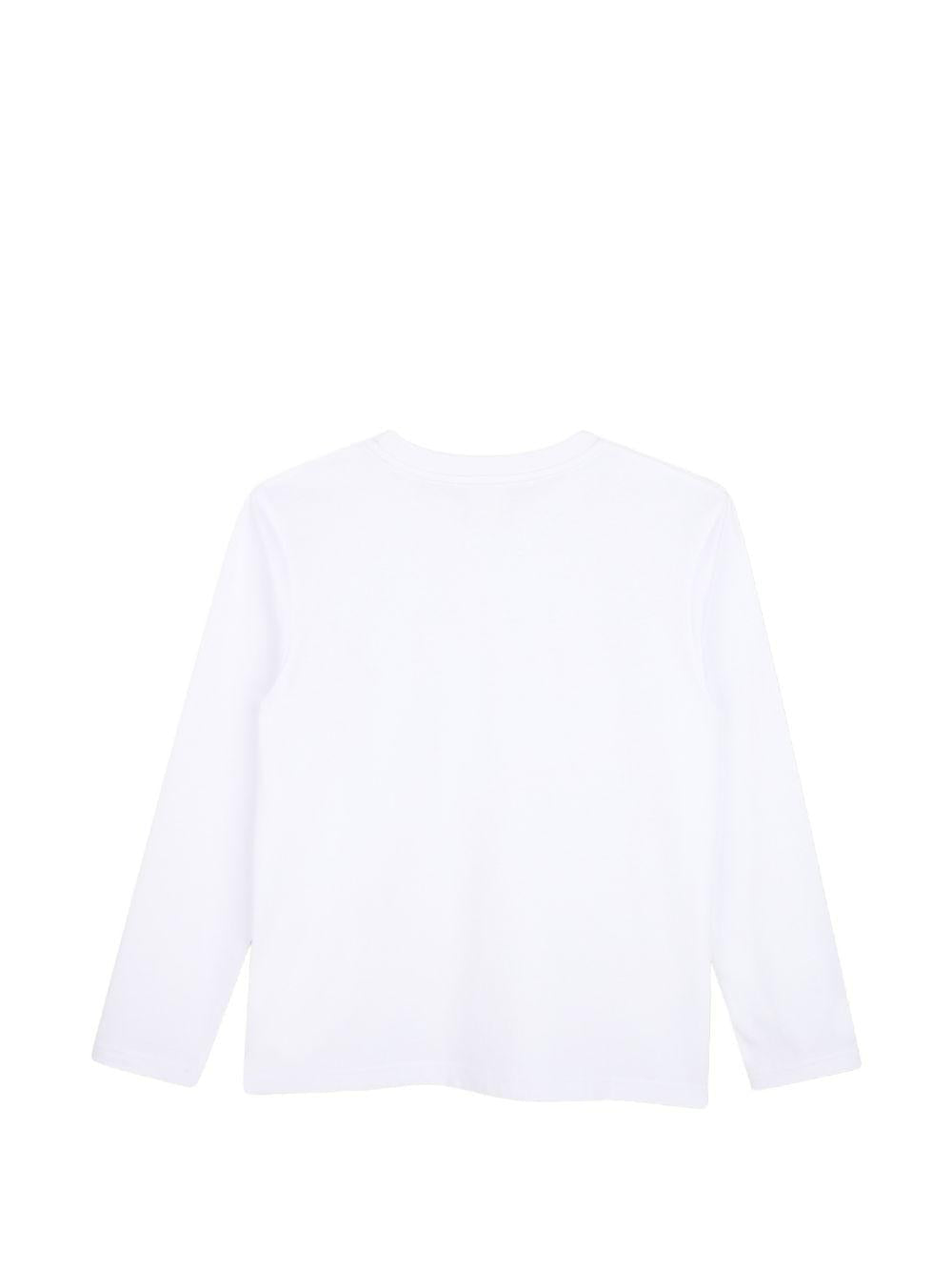T-shirt bianca manica lunga con logo a contrasto Givenchy