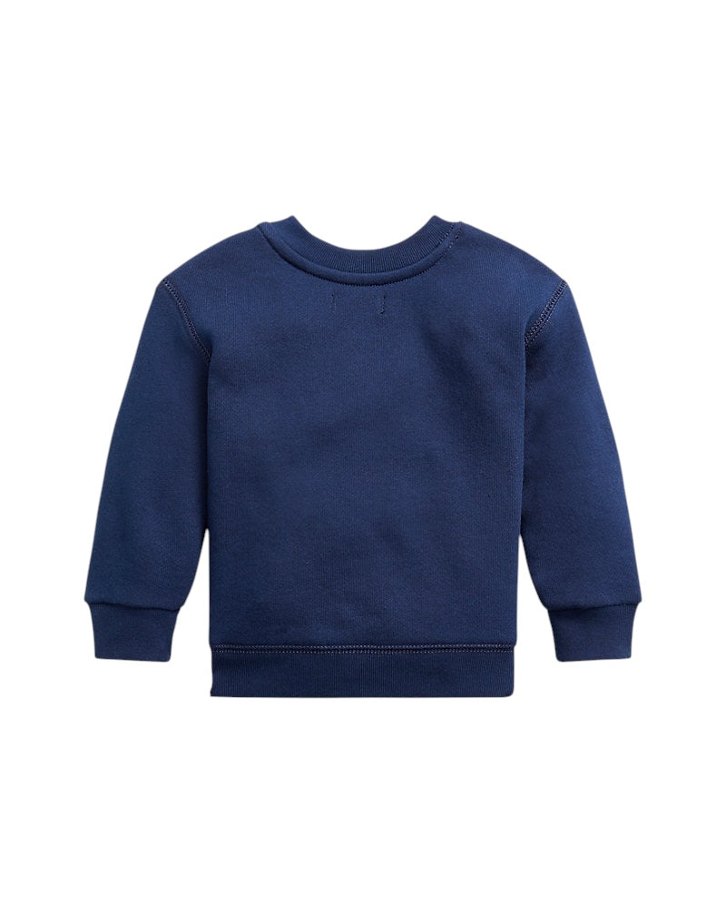 Felpa blu baby con logo Ralph Lauren cucito frontale